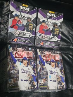 2025 Panini Prizm & Topps Stadium Club Baseball Cards! 4 Blaster Box Lot! New Factory Sealed! 