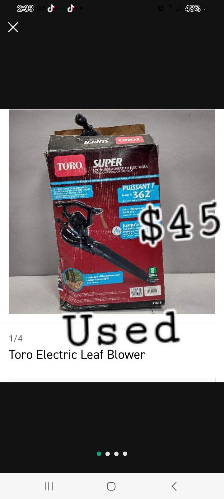Toro Electric Leaf Blower

,    Used 