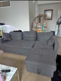 Gray Fabric Sectional Sofa with Chaise
