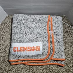 Clemson LogoBrands Blanket Grey Fleece