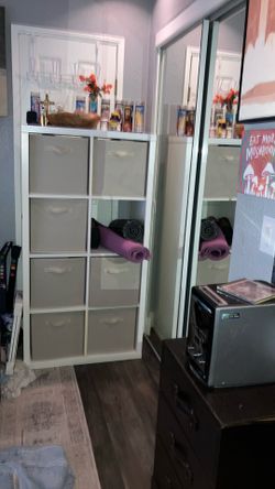 Ikea 6 shelf cube unit with storage cubes