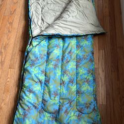 LL BEANS Kids Youth Sleeping Bag Frogs All Over Pattern 40 Degree Rated