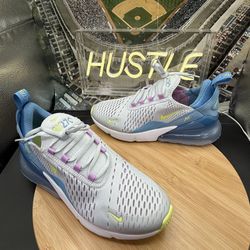 Nike Air Max 270 (GS) “Pure Platinum Blue Light Lemon Twist” Size 6.5Y