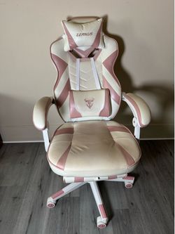 Zeanus Pink and White Gaming Chair