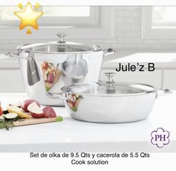 Princess House Set De Olla De 9.5 Qts Y Cacerola De 5.5 Qts Cook Solution Nuevas En Sus Cajas 
