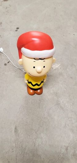 Peanuts Charlie Brown Santa Hat Light Up Holiday Decor Figure Lamp Working