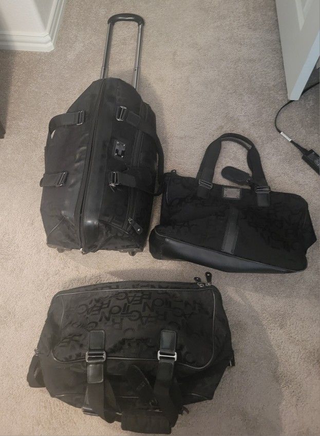 Kenneth Cole Black Rolling Duffel - 3pc Set