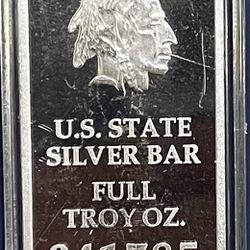 1 Oz Silver U.S. STATE Bar .999 FS New Jersey Encapsulated 