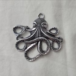 Large Silver Octopus Pendant Charm