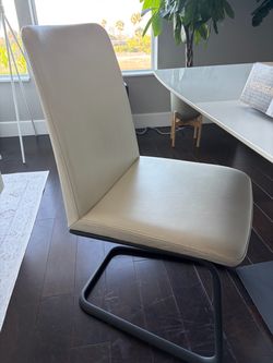 Modern Cream Leather Dining Chair