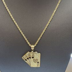 10kt Gold Rope Chain With Pendant 1875 