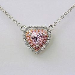 3.3 CARAT PINK CRUSHED ICE DIAMOND HEART NECKLACE 