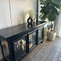 Black Glass Door TV Stand/Buffet Table