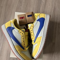 SIZE 9 Men Jordan 1 Retro Low (Travis Scott Canary)💛