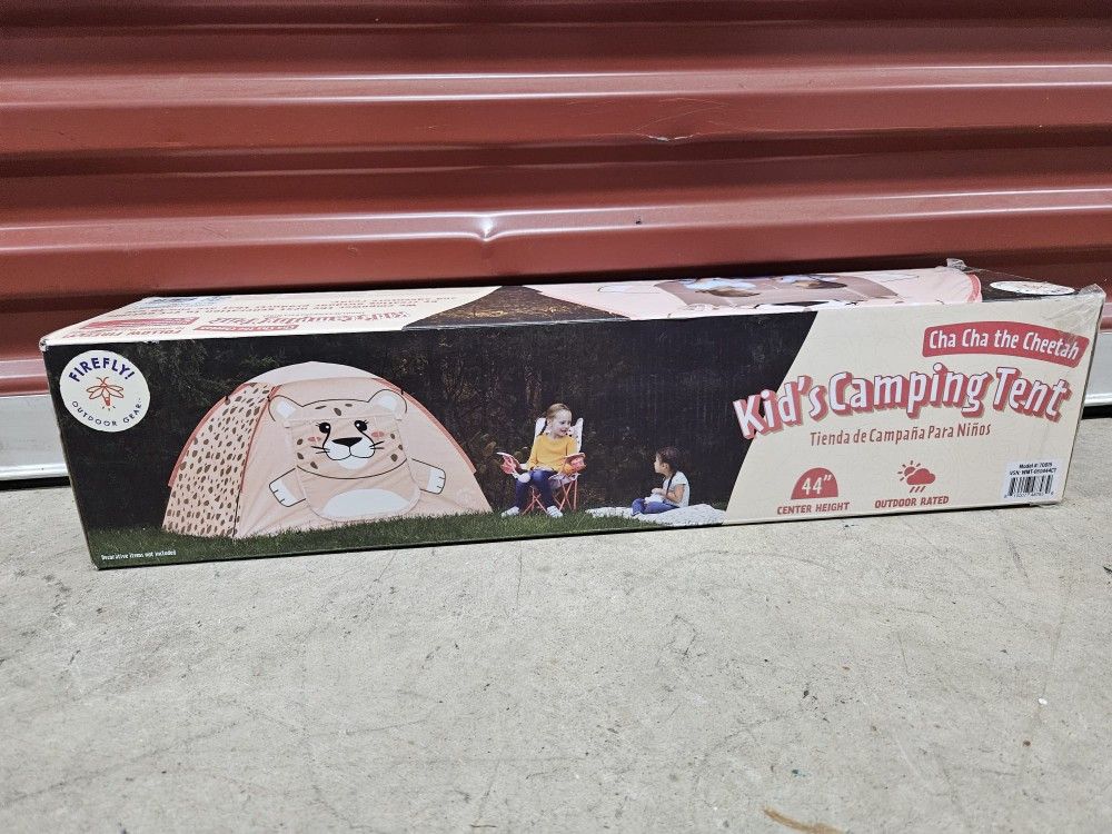 Firefly! Outdoor Gear 72" x 48" x 44" ChaCha the Cheetah 2-Person Kid's Camping Tent - Pink/White Color, One Room