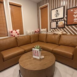 Brown Leather Couch 5 Sectional 