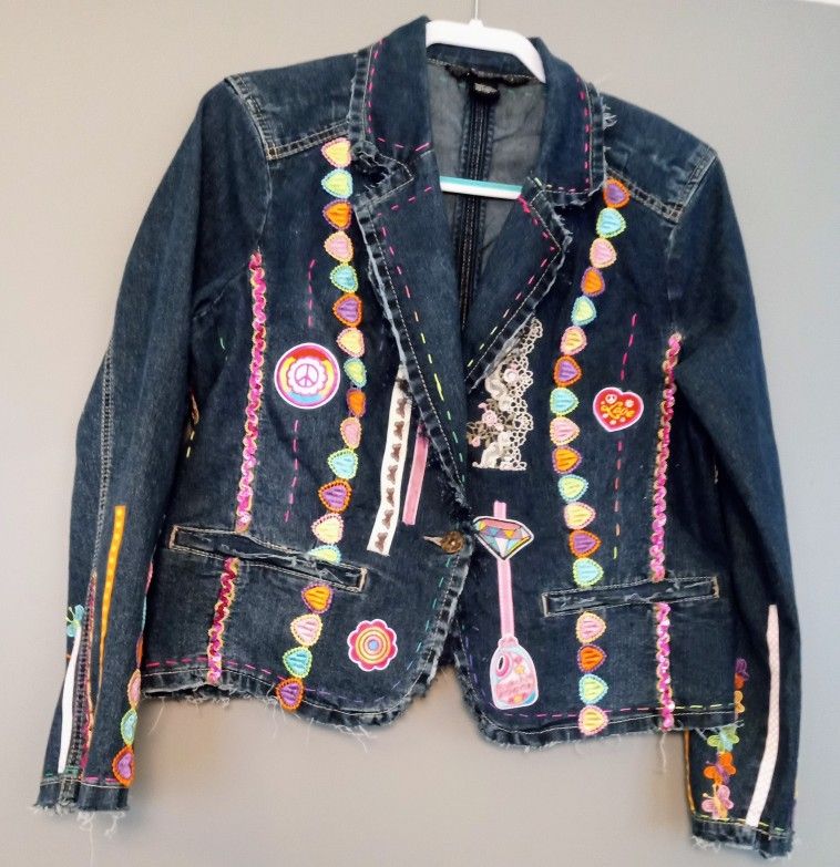 Painted Decorated Jean Jacket for Women