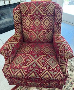 Custom Swivel  Chair - Gold and Red Pattern
