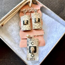 Silver Earrings And Necklace