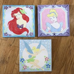 9”x9” Disney Princess Canvas Display