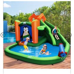Inflatable Water Park Slide Bouncer w/ Splash Pool Water Cannon