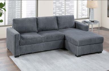 2-pc sofa set dark gray Fur-like Jumbo Corduroy