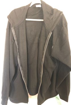 #BlackMen’sJacket (Brand New Size XL w/Hoodie & Small Front Pocket