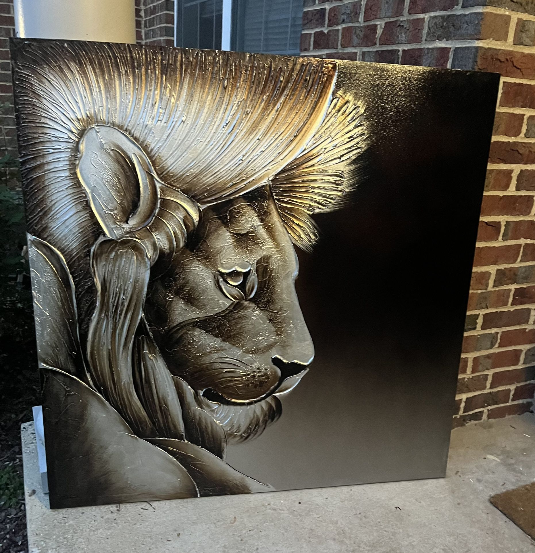 Olio del Metallo Metallic Oil Painted Lion Canvas