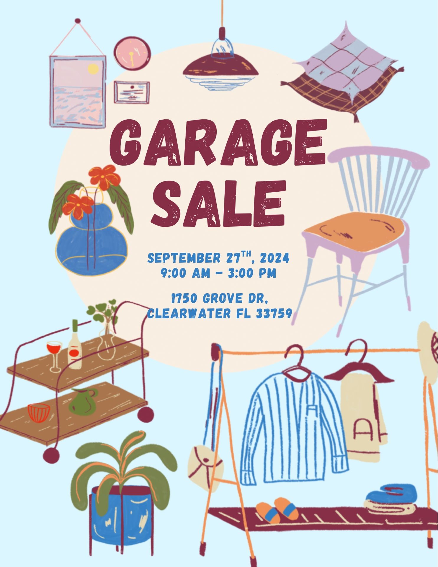 GARAGE SALE 9/27 🌟 1750 GROVE DR, CLW FL 33759