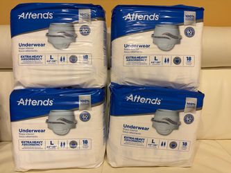 4 packs of Attends Care Underwear Incontinence Briefs Pull-Ups Large APV30