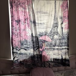 Paris, Pink And Gray Bedroom Curtains