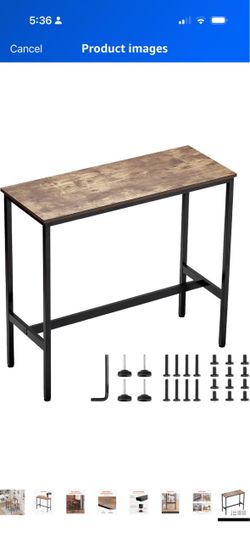 Bar Table, Sturdy Metal Frame High Top Pub Table