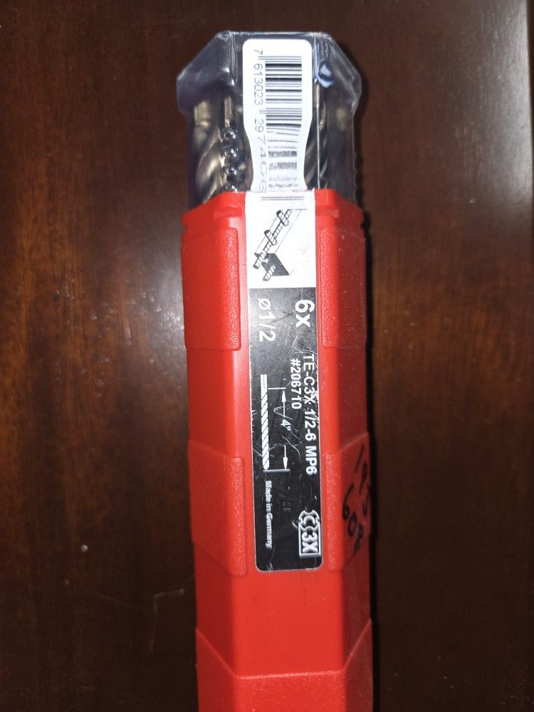 Hilti TE-C 1/2 in. x 6 in. SDS-Plus Carbide Hammer Drill Bit 6 pieces