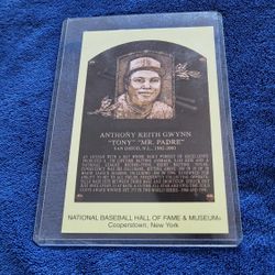 Tony Gwynn National Baseball Hall of Fame induction plaque postcard. 