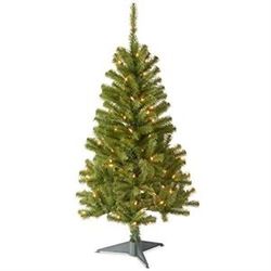 National Tree Company 4 ft Pre-Lit Grande Canadian Fir Mini Artificial Christmas Tree, 100 Clear Lights, 230 Tips, Includes Stand, Green 897 O18325
