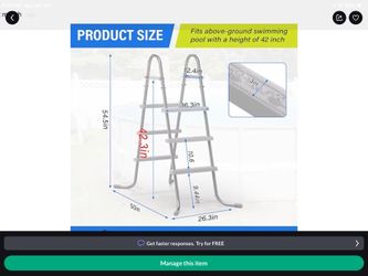 Swimming pool ladder brand new, but Amazon $73 too small for me selling it$50