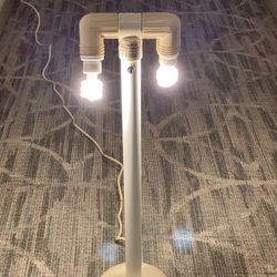 UNUSUAL, HEAVY (approx 10 lbs.), SMALL (28" H) DOUBLE-LIGHT FLOOR LAMP - firm price