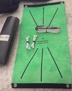 Golf Swing Training Mat with Tees and Alignment Aid