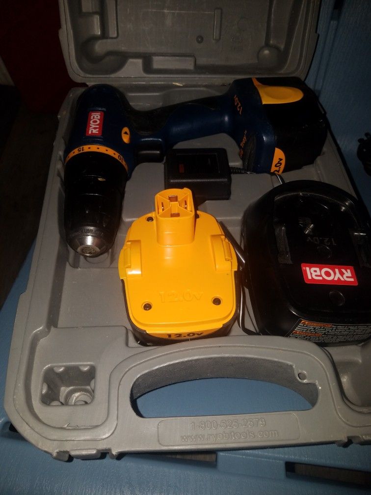 Ryobi 12v Cordless Drill Charger And Batteries