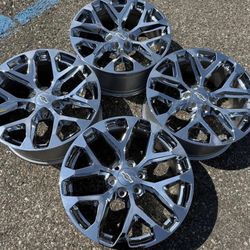 22” CHEVY SILVERADO GMC SIERRA WHEELS RIMS NEW SET SNOWFLAKES WE FINANCE CHROME