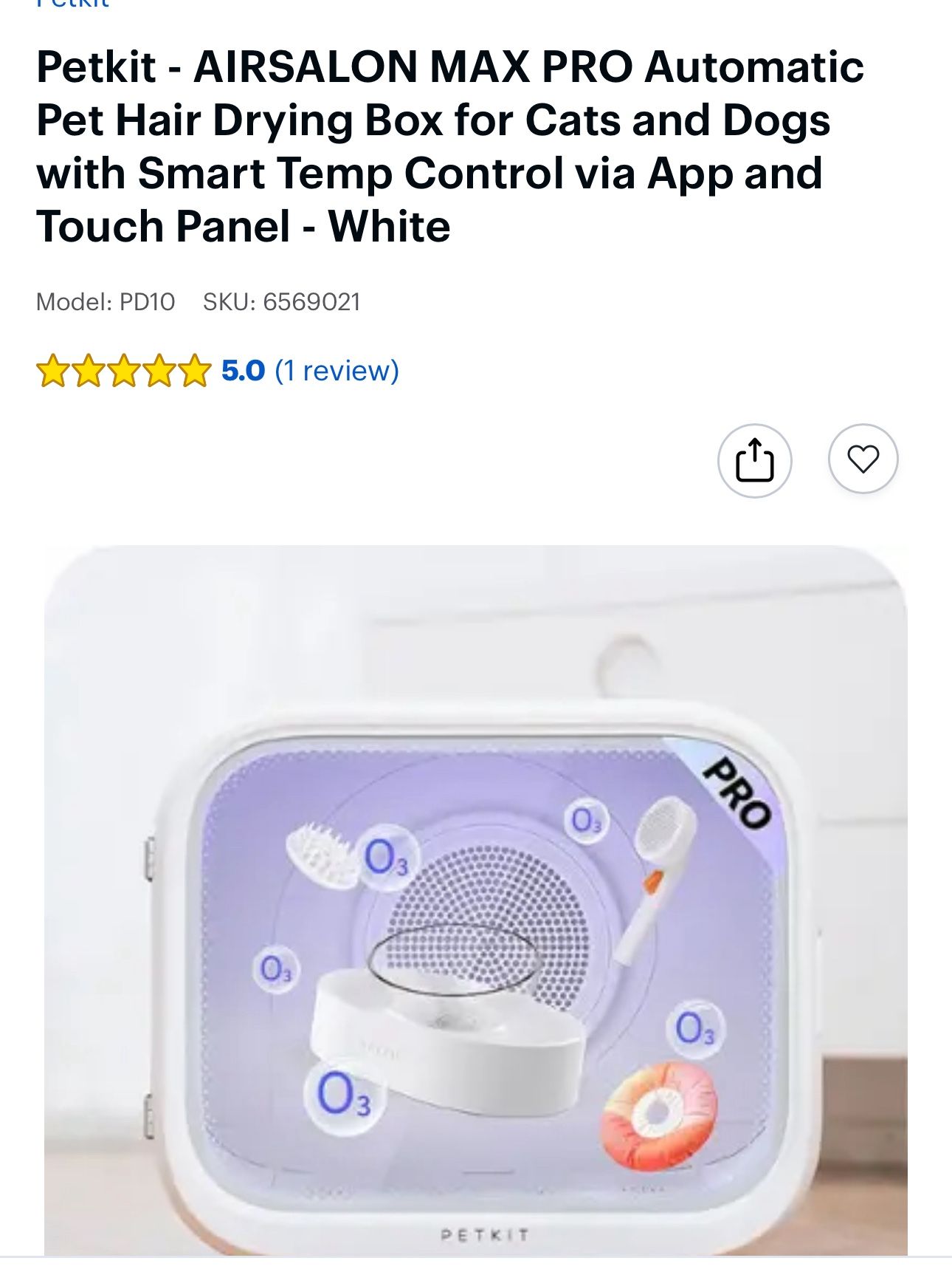 AIRSALON MAX PRO Automatic Pet Hair Drying Box for Cats and Dogs with Smart Temp Control via App and Touch Panel - White