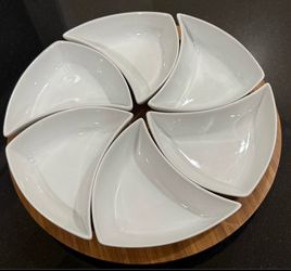 B. Smith Bamboo Lazy Susan Appetizer Set – 7 Pieces