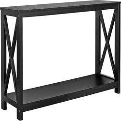 Console Table, Entryway Table, Narrow Sofa Table with 2-Tier Shelves, Entrance Table for Living Room, Entryway, Hallway, Foyer (Black)