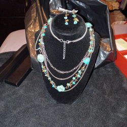 Silver And Turquoise Fashion Necklace 