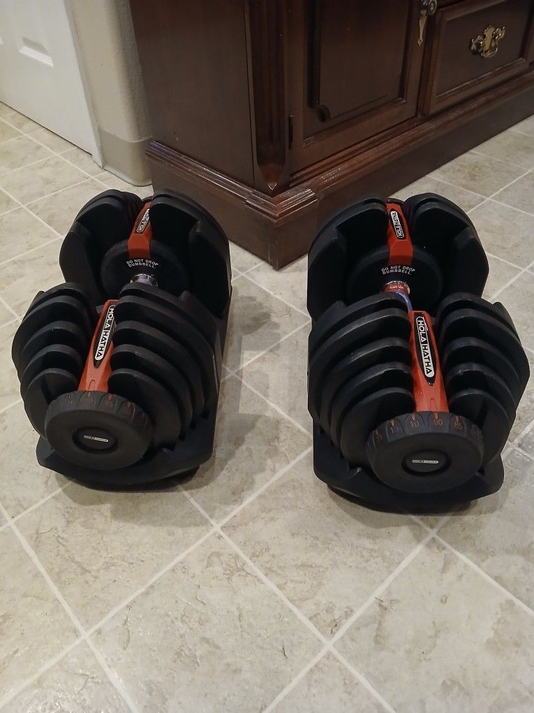 HolaHatha 1090 adjustable dumbbells.