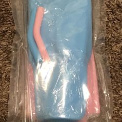 Silicone Pink And Blue Drink Separator Includes Straws