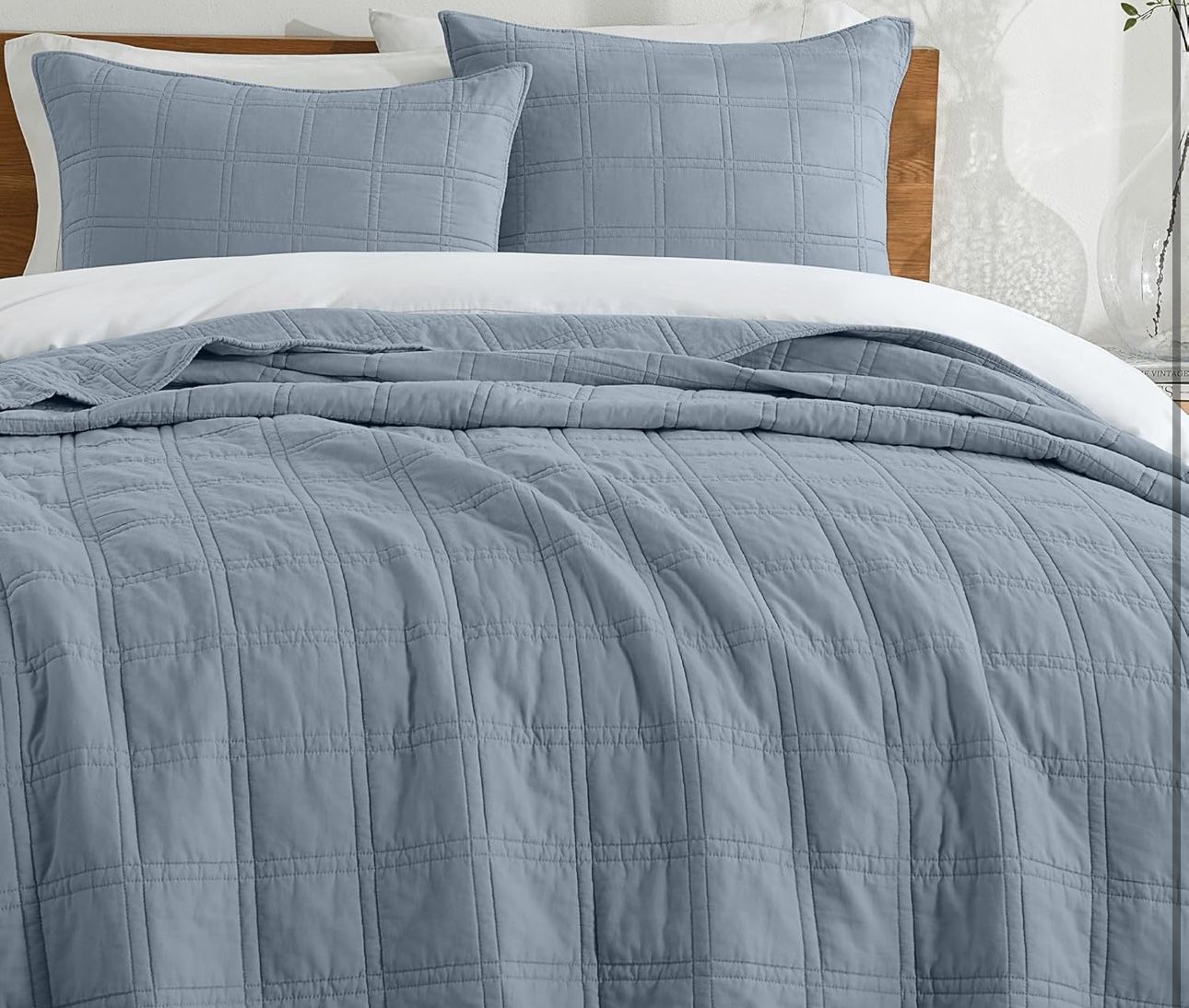 HORIMOTE HOME 100% Cotton Quilt Set Queen Size, Adriatic Blue Pre ...