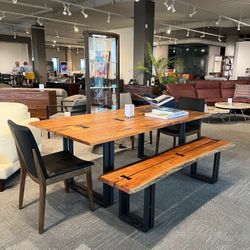 Dining Table With Bench/ 4 Chair - Same Day Delivery - No Credit Needed 