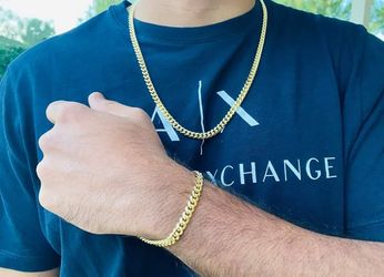 6MM Cuban Set 14K Gold Plated Does Not Loses Color