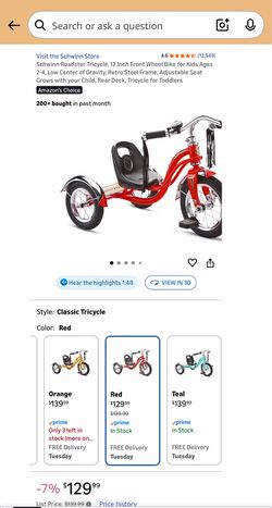 Schwinn Roadster Classic Kids Tricycle – Red